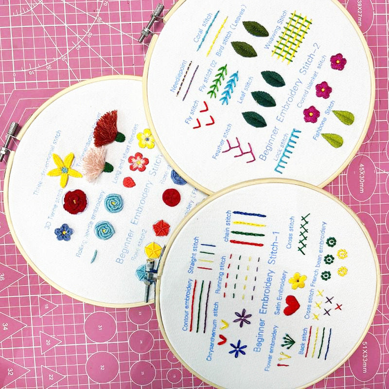 3 Set Beginner Embroidery Kit, Embroidery Starter Kit, Modern