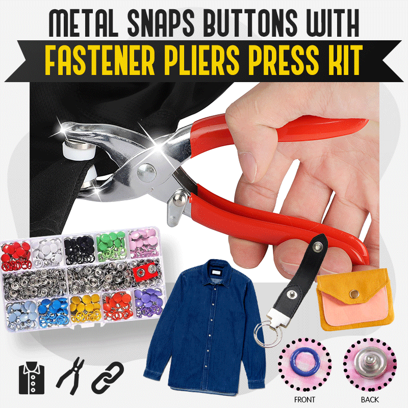 Metal Snaps Buttons with Fastener Pliers Press Kit